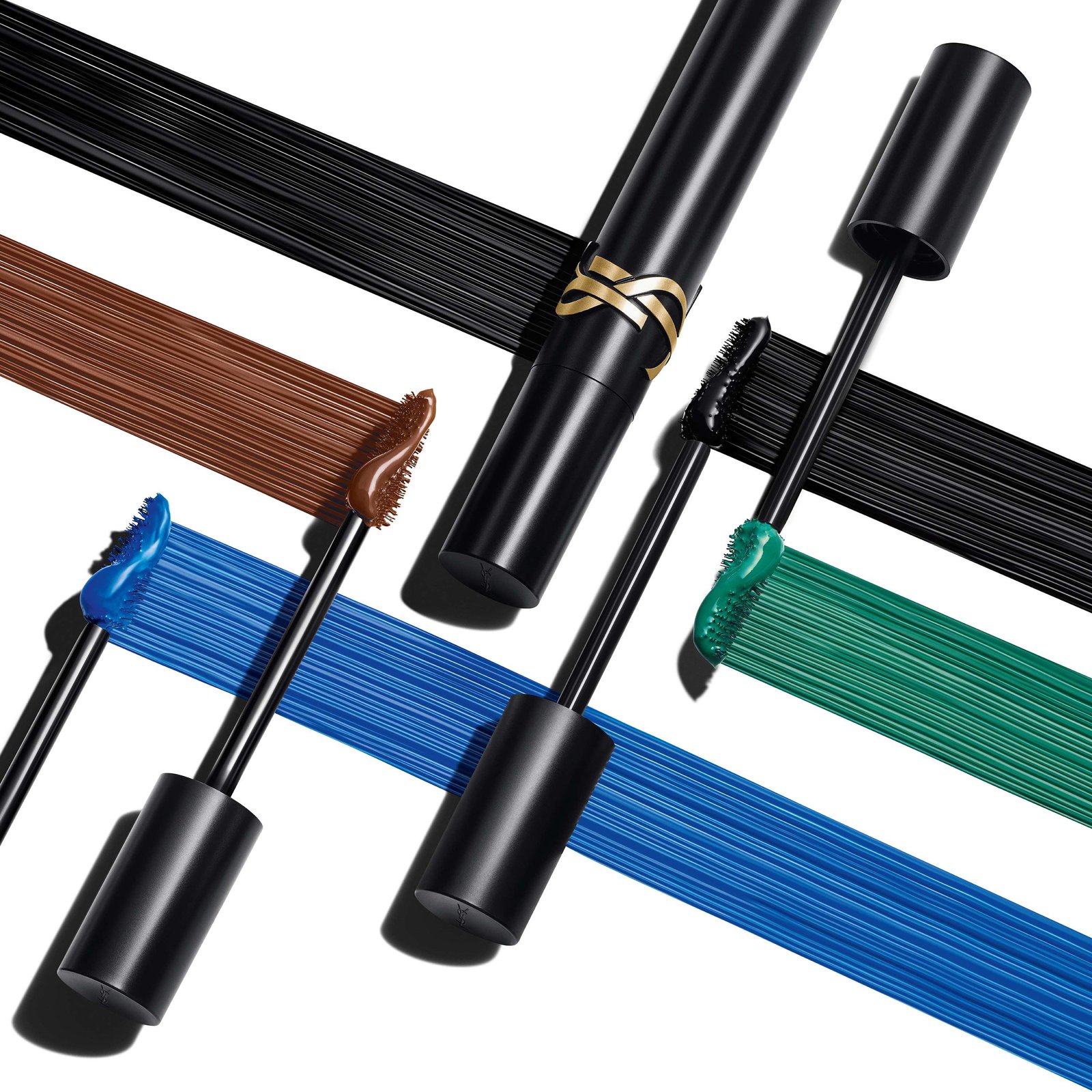Ysl beauty 1753961228 ysl dmi maky lash clash mascara 25 digital still life packshot brushes on texture shade 01 black shade 02 brown shade 03 green shade 04 blue square 3000x3000px rgb